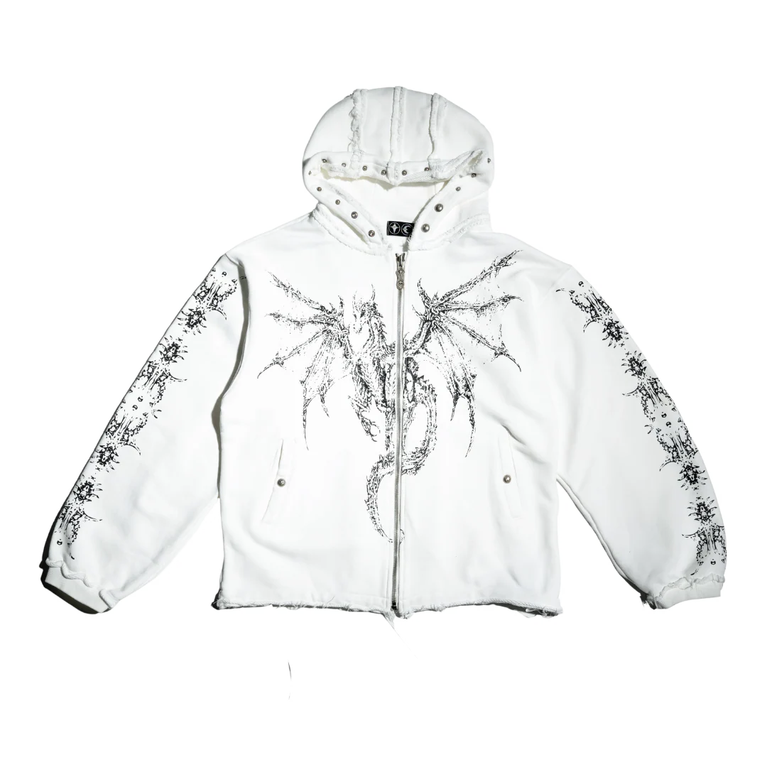 Thug Club Dragon Stud Zipper White