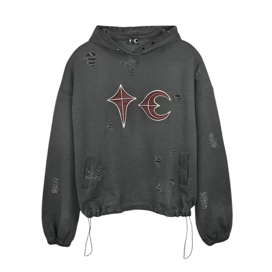 Thug Club Ripped Hoodie Grey