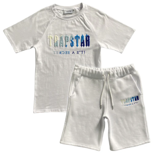 Trapstar Tarcksuit Chenille Decoded Short Set Ice Flavours White