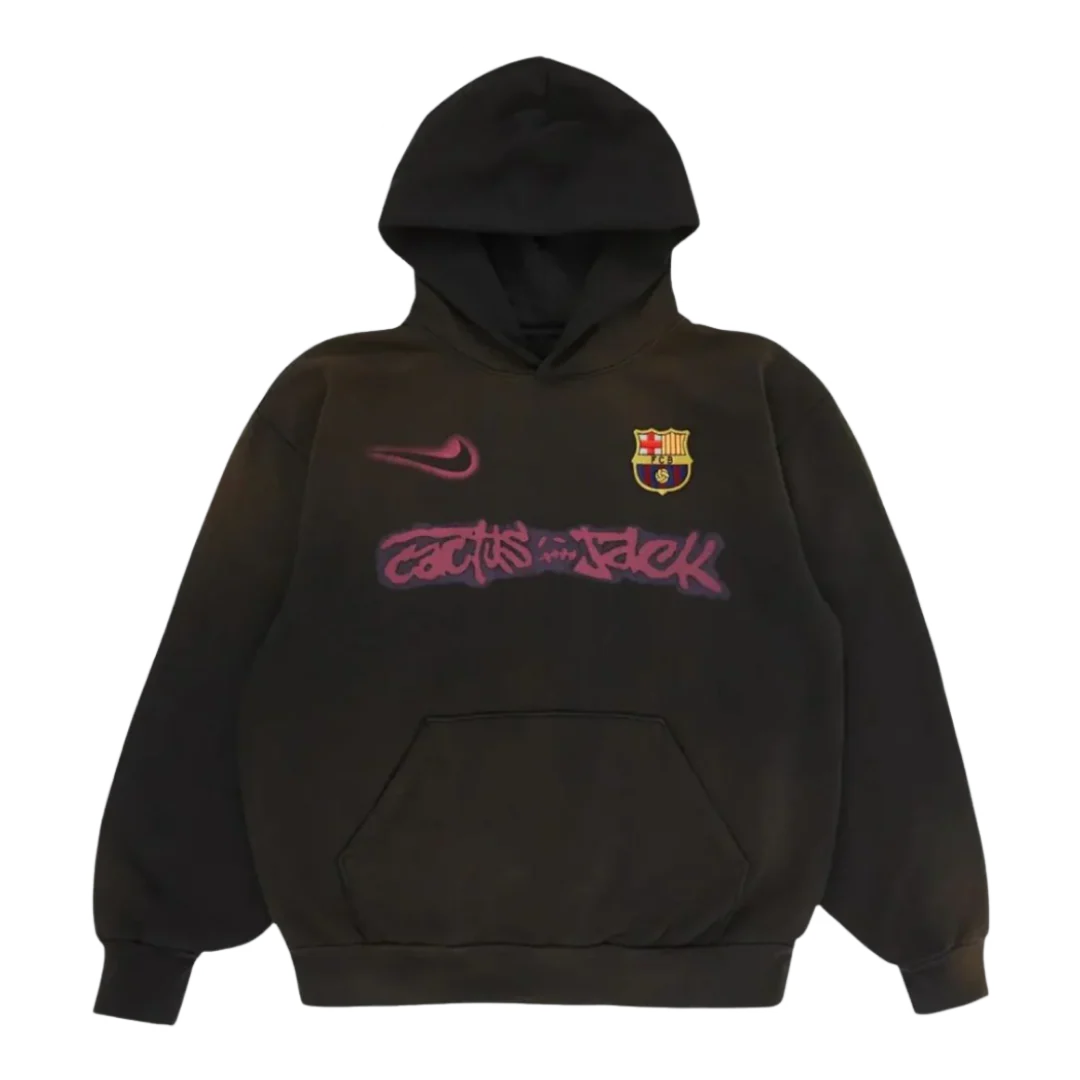 Travis Scott x Nike x FC Barcelona Spray Logo Hoodie Brown