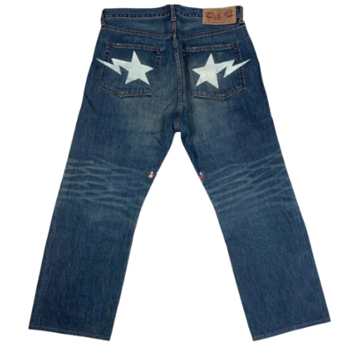 Vintage Denim Bape Behind The White Meteor Blue Cow