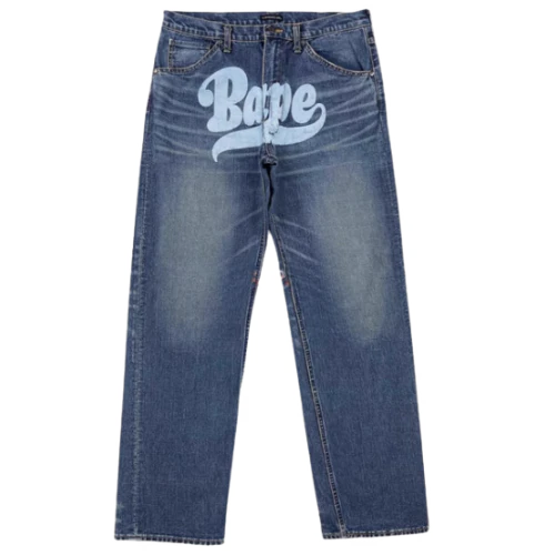 Vintage Denim Bape Blue Light Blue Print