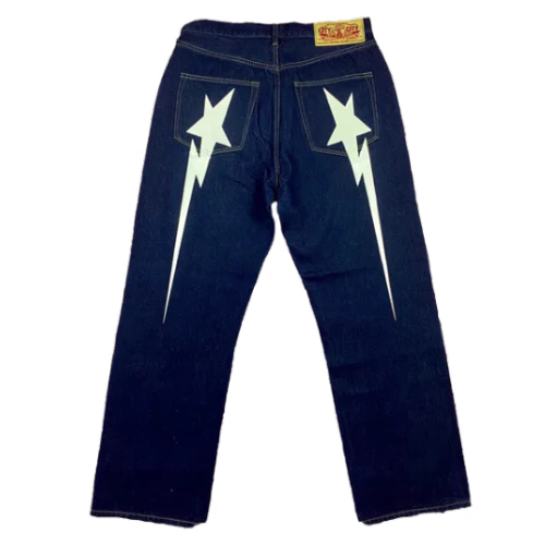 Vintage Denim Bape Dark Blue  Big Meteor Black Beef On The Back