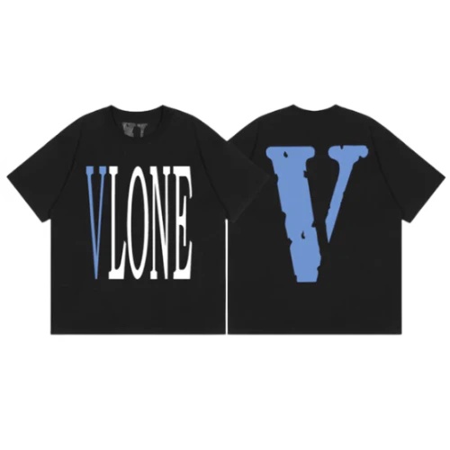 Vlone T Shirt Big V Black Blue