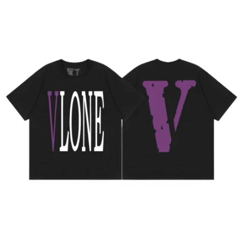 Vlone T Shirt Big V Black Purple