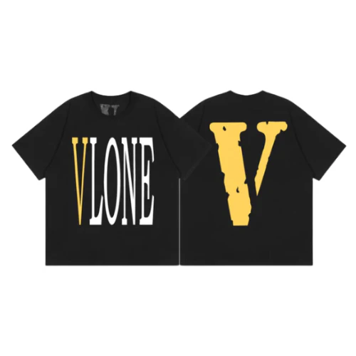 Vlone T Shirt Big V Black Yellow