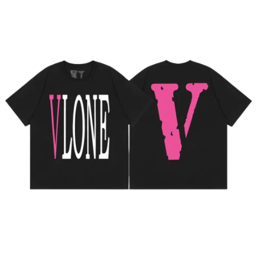 Vlone T Shirt Big V Black Pink