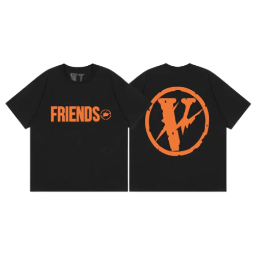 Vlone T Shirt Big V Black Orange