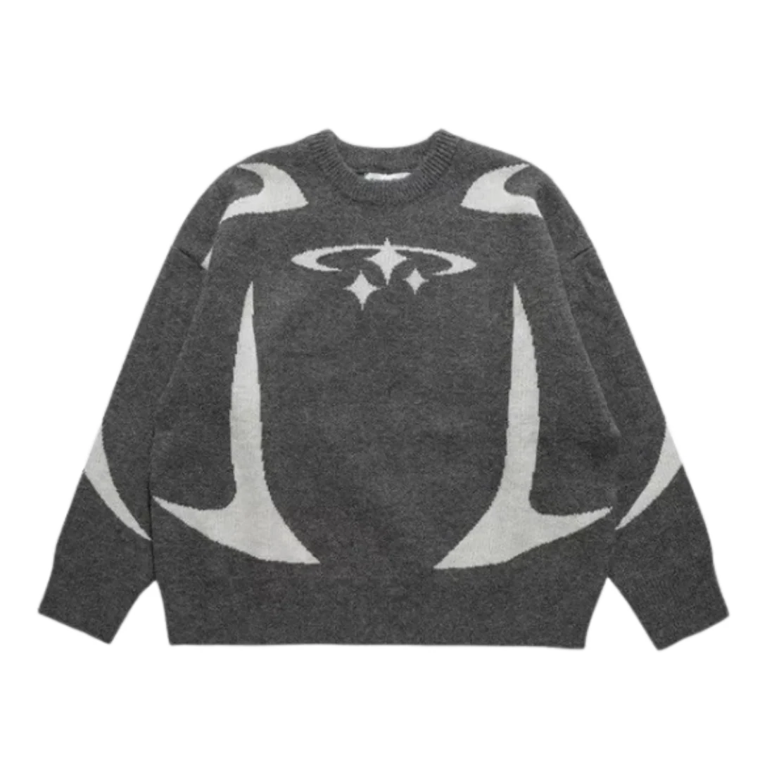 Y2K Retro Knit Sweater Grey